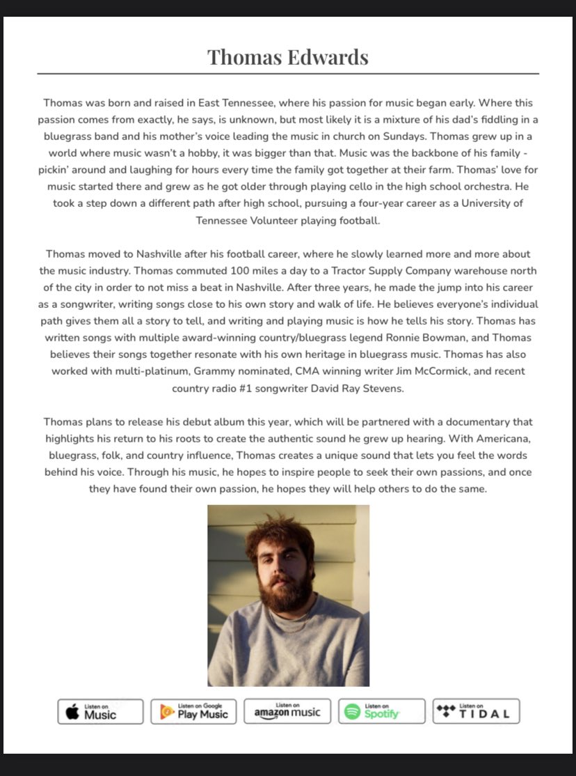 Had to make a bio bc I’m playing at the Key West Songwriters Festival in May. I should be a journalist: