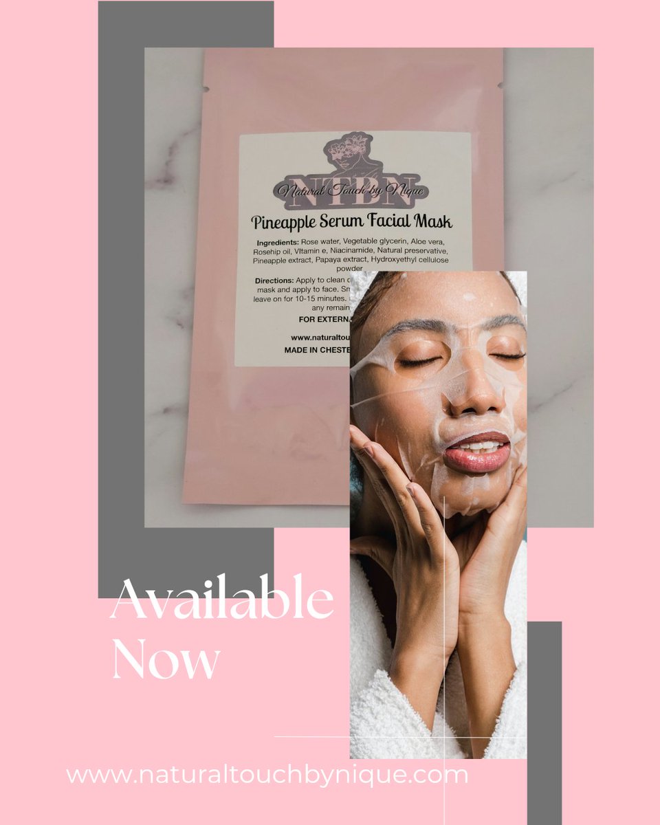 touch_nique's tweet photo. It's here... the Pineapple Serum Facial Sheet Mask! Available on https://t.co/3V5YNAkVqm #glowingskin #pineapplefacemask #pineappleserum #sheetmask   #crueltyfreebeauty #naturalskincarethatworks #naturaltouchbynique https://t.co/KAskZ2Zygq