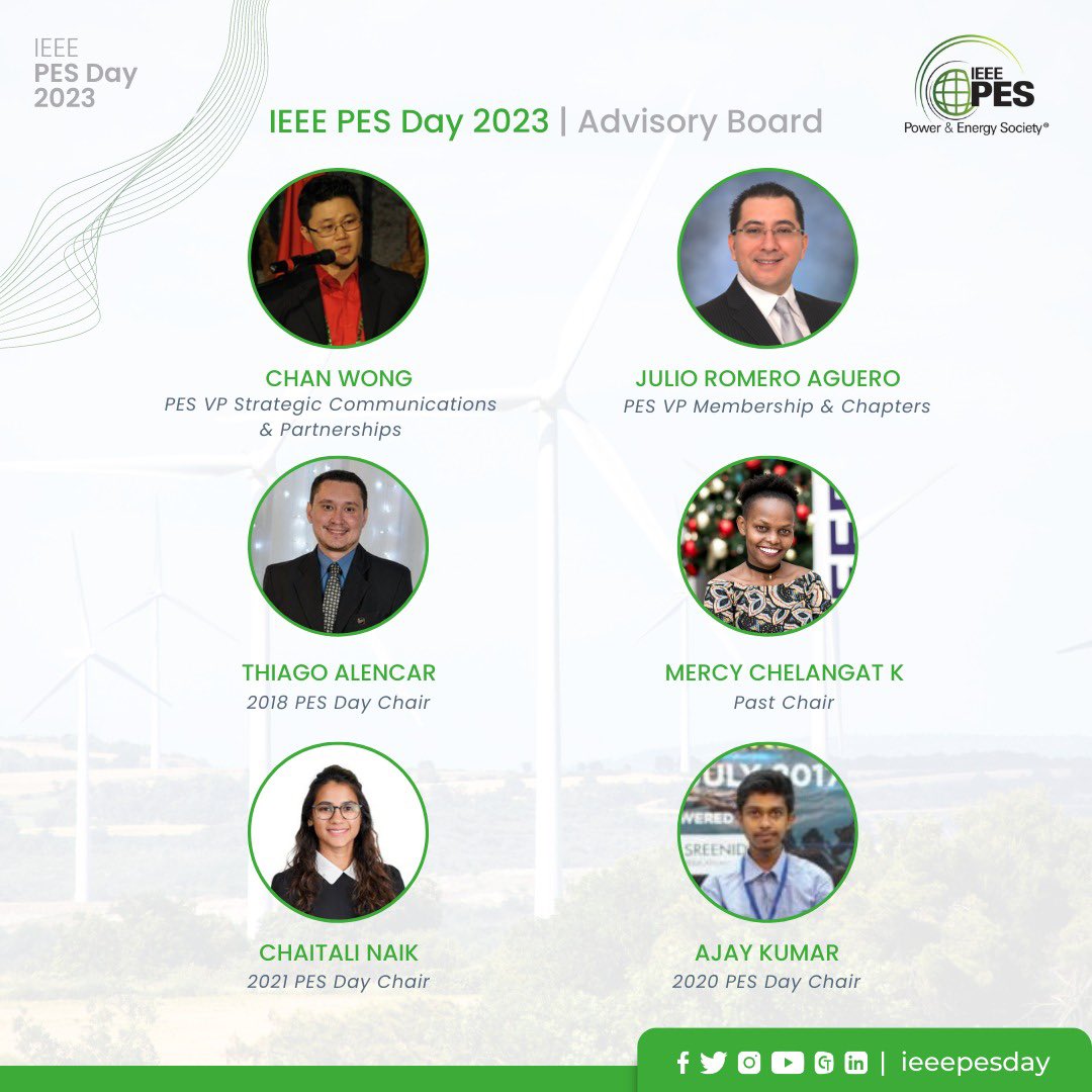 ieeepesday's tweet photo. We are pleased to welcome and introduce the IEEE PES Day 2023 Advisory Board.
We are excited to count with your valuable insights and guidance!
For more details, please check:
https://t.co/wX4zILxbKQ (in progress) 🚧
#IEEEPESDay
#IEEEPES
#IEEE
#MorePowerToTheFuture https://t.co/EYKStriCYl