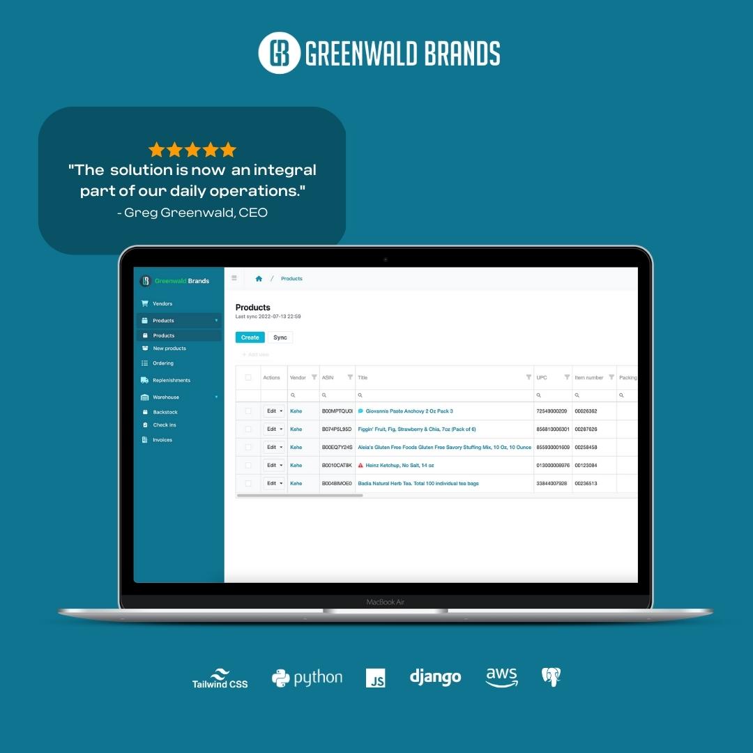 deltologic's tweet photo. At the request of Greg Greenwald, CEO of Greenwald Brands, we developed a sophisticated Amazon Wholesaler Management System and Restocking System 📈 to analyze over 70 data points to provide Greenwald Brands with timely restocking and replenishment suggestions. https://t.co/QeXz14SDxK
