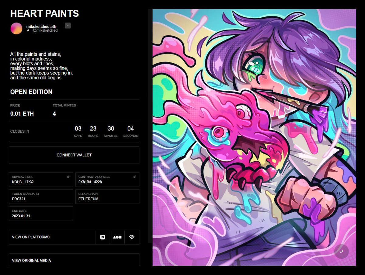 miksketched_'s tweet photo. "HEART PAINTS"
Less than 4 days left to claim β¨
Manifold / Open edition
0.01 ETH
Link below π»
Happy weekend! πβ¨β€
#NFTCommunity #EditionNFT https://t.co/D2UmRkfZki