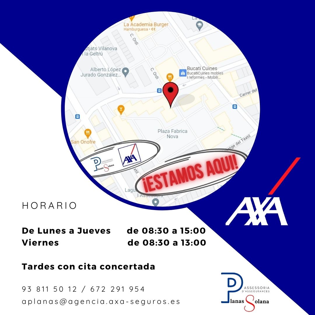AXA_Vilanova's tweet photo. ¿Dónde está tu oficina AXA?
#AXAVNG #AXAVILANOVA #VilanovailaGeltrú #Sitges #Cubelles #Garraf #AXA https://t.co/ZsfcqmzZ79