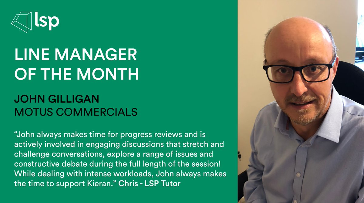 Congratulations to our November Line Manager of the Month, John Gilligan! 👏

John was nominated by LSP Tutor Chris for the fantastic support he provides learner Kieran, who is completing his  Apprenticeship with Motus.

ow.ly/BOXr50MCalA