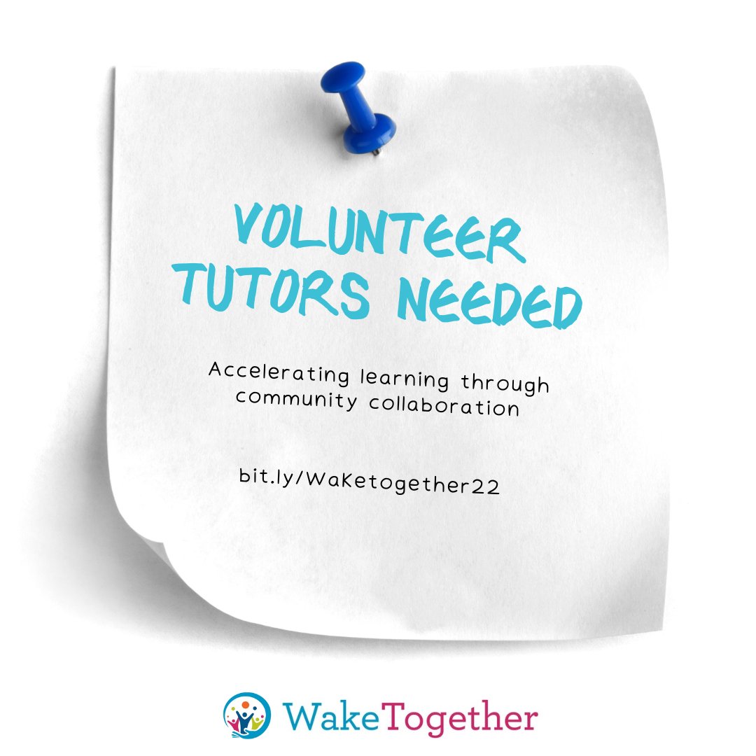 wakeedpa's tweet photo. We are proud to join the @YMCATriangle's  #WakeTogether and other community partners in this student-centered initiative. Are you interested in becoming a volunteer tutor? Click the link to learn and support today! #CommunityPartners #ymcatriangle 

https://t.co/Zh37mygp8d https://t.co/Ug7m47UvdB