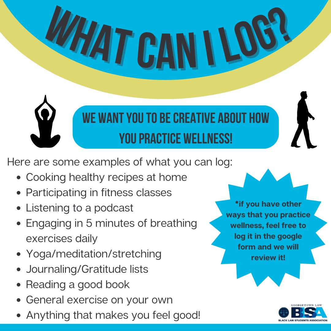 GeorgetownBLSA's tweet photo. Here’s a few ideas of what you can log! https://t.co/o7hcjYc0Nh