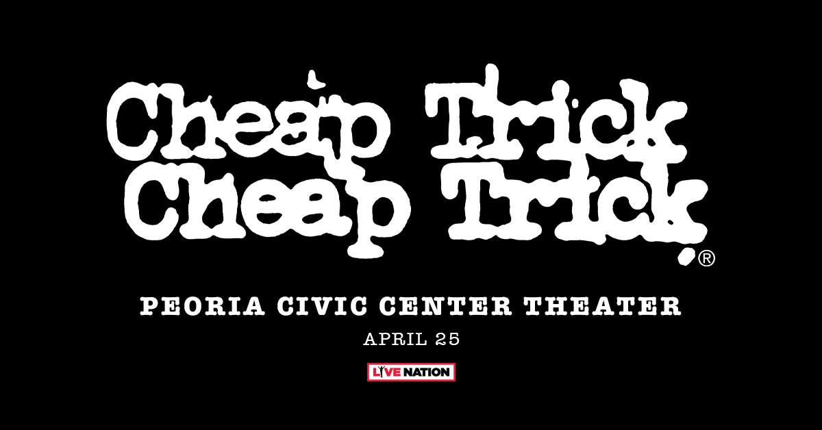PeoriaCivicCntr's tweet image. Cheap Trick has been beloved around the globe since 1974 for their instantly identifiable, hugely influential, brand of pop rock &apos;n&apos; roll. Tickets are on sale NOW for their April 25th show at the Peoria Civic Center Theater at bit.ly/PCCCheapTrick