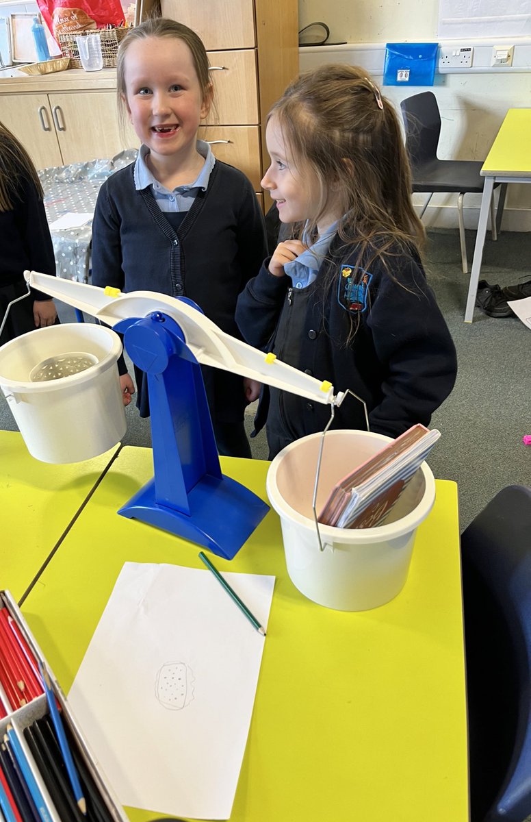 We have been experimenting with measuring today. We explored different classroom objects and decided if they were lighter or heavier!