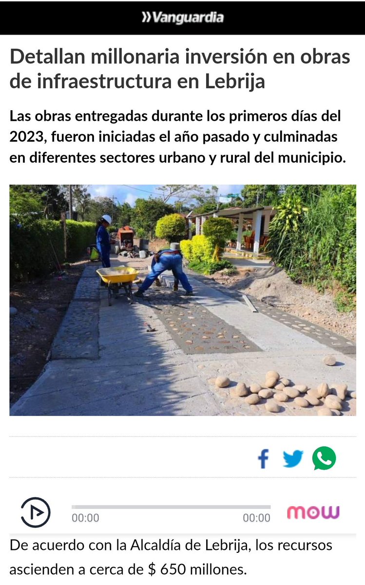 En lo que va corrido del año hemos inaugurado más de 6 obras, las cuales son de vital importancia para el desarrollo de nuestras comunidades.
Así se #ConstruyeFuturo.
<a href="/vanguardiacom/">Vanguardia</a>