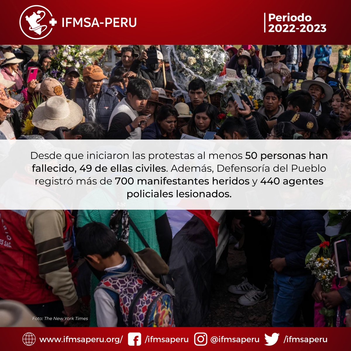 IFMSAPERU's tweet photo. [ACTUALIDAD EN EL PERÚ]

El Perú se encuentra en un momento de crisis por el contexto político, sin embargo, esto trae repercusiones en la salud, educación y economía de la nación. 

#CrisisPoliticaPeru
#ifmsaperu🇵🇪

Fuente: CNN | La República | The New York Times https://t.co/65IJLEndaS
