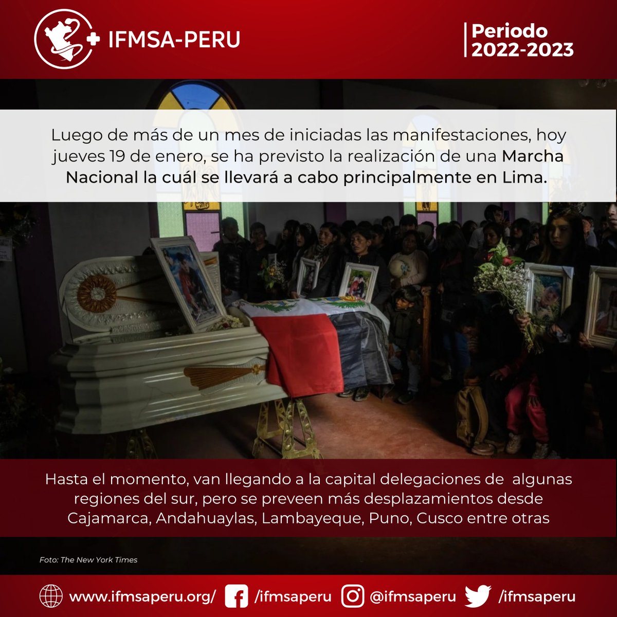 IFMSAPERU's tweet photo. [ACTUALIDAD EN EL PERÚ]

El Perú se encuentra en un momento de crisis por el contexto político, sin embargo, esto trae repercusiones en la salud, educación y economía de la nación. 

#CrisisPoliticaPeru
#ifmsaperu🇵🇪

Fuente: CNN | La República | The New York Times https://t.co/65IJLEndaS