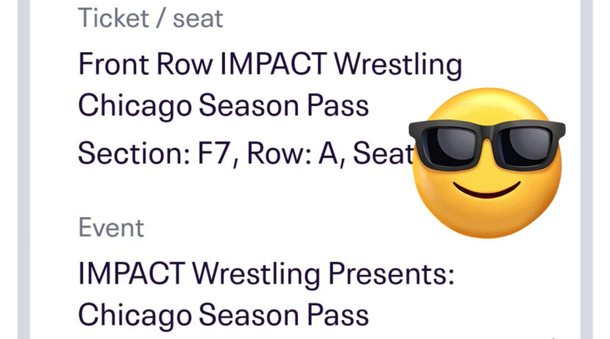 Officially going to @IMPACTWRESTLING #IMPACTonAXSTV #ImpactWrestling 
#bfg #boundforglory via that stupid Season pass 
Got reg front row not titanium