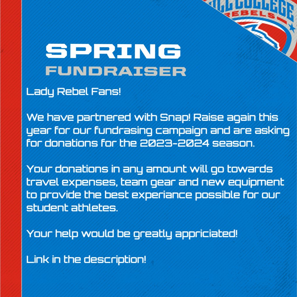 Hillvball's tweet image. Calling all Fans, Friends, Family and Alumni! 

We need your help! 

Fundraiser link below!

raise.snap.app/v2/fundraisers…

Go Rebels! 

#hillcollege #volleyball #springfundraiser