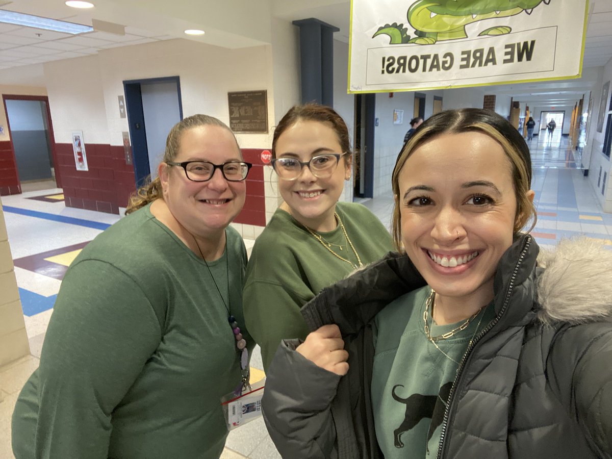 abarbosa_91's tweet photo. 3/4 of your Greene Cheer coaches unexpectedly matching this morning tells you exactly how much time we spend working hard with our girls! @jptheteacher @KDamarino82 🐊💗📣 https://t.co/XKZs4HxeJY