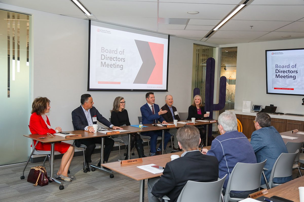 GPEC's tweet photo. Thank you, @GovernorHobbs for joining our Board of Directors to share insights on advancing education, arts, water &amp; energy resilience, infrastructure, &amp; more.

#GreaterPHXtogether https://t.co/jdcILnNZAR