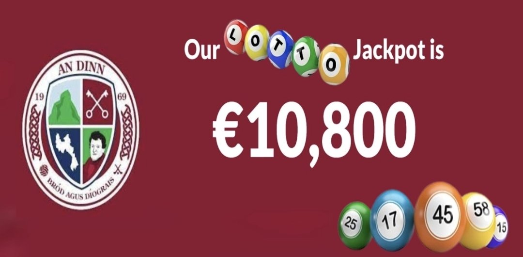 DennGAA's tweet photo. 🌟💥Play &amp; Forget 💥🌟

Denn GAA Club LOTTO where we have a WHOPPING €10,800 to be won !! 
What would you spend your winnings on ???
A Family Holiday ,  🏖
A New Car, 🚘
Treat the Family, 💸
the Choice is yours. 

As the saying goes,
 IF YOUR NOT IN YOU CANT WIN. https://t.co/bW4ItmCATe