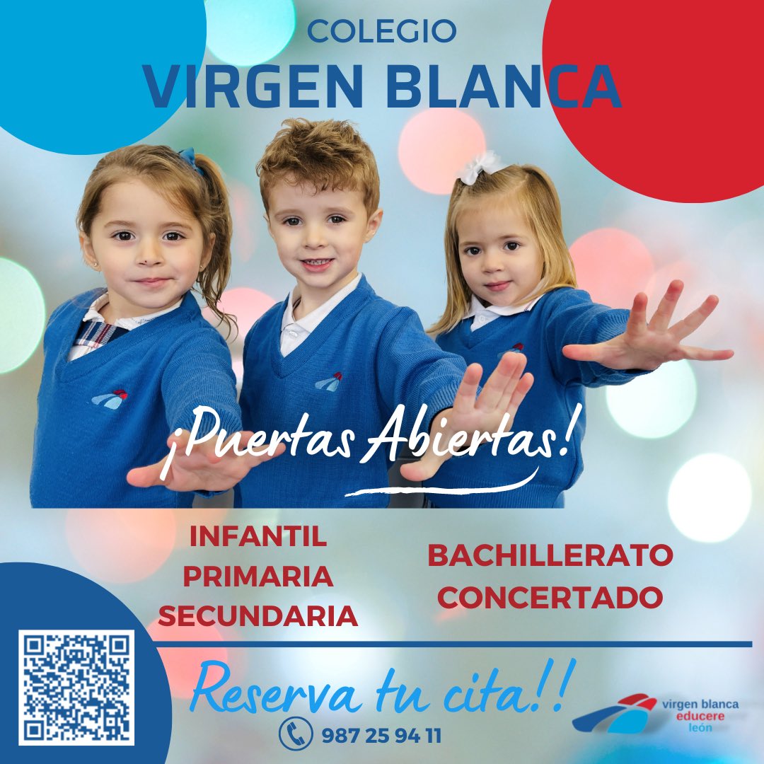 CCVirgenBlanca's tweet photo. ¡Queremos ser tu colegio! Reserva tu cita y estaremos encantados de presentarte nuestro proyecto.
Se realizarán VISITAS PERSONALIZADAS que podrán concertarse:
🔷Rellenando el formulario: https://t.co/PzBbIXiE5D
🔷Teléfono: 987 259 411
🔷Secretaría en horario de 9:30 a 13:30 https://t.co/60IEecMsuU