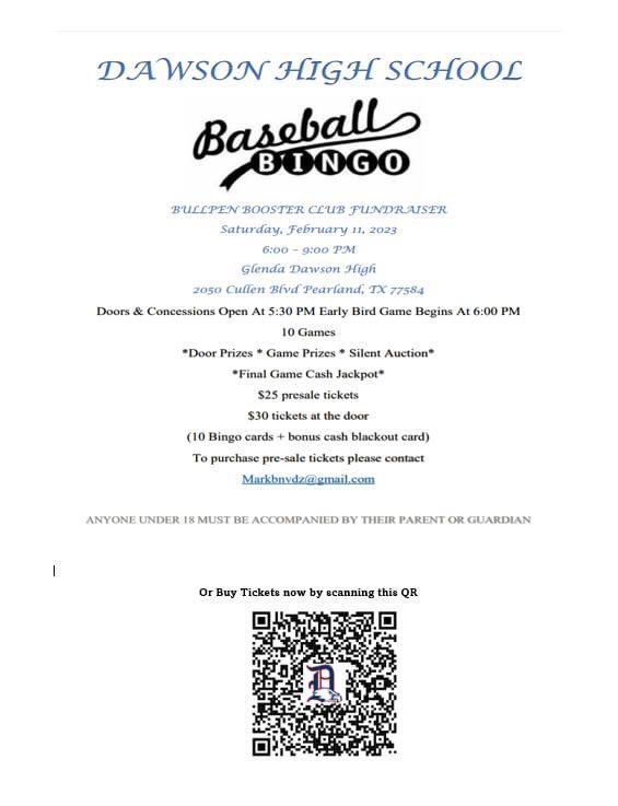 dawson_baseball's tweet photo. Still time to pre-purchase your
B-I-N-G-O ποΈ
Hit up any of our players or scan the QR code below to purchase tickets
Thank you for supporting our Dawson Eagle Baseball Program.
#dawsoneaglesbaseball #family #countdowntospringseason #thankyouforyoursupport #fundraising #bingo https://t.co/eWjC93xYcO