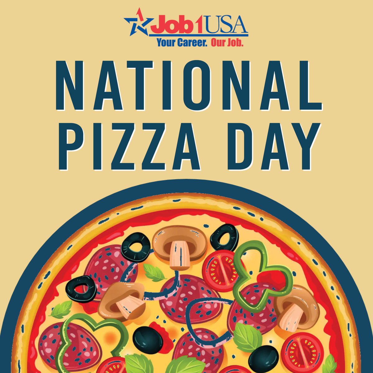 Job1USA's tweet photo. 🍕 February 9th is National Pizza Day! 🍕 

What is your favorite type of pizza? Thin crust? Deep dish? Pepperoni? Mushrooms? https://t.co/T9wRkHBvdb