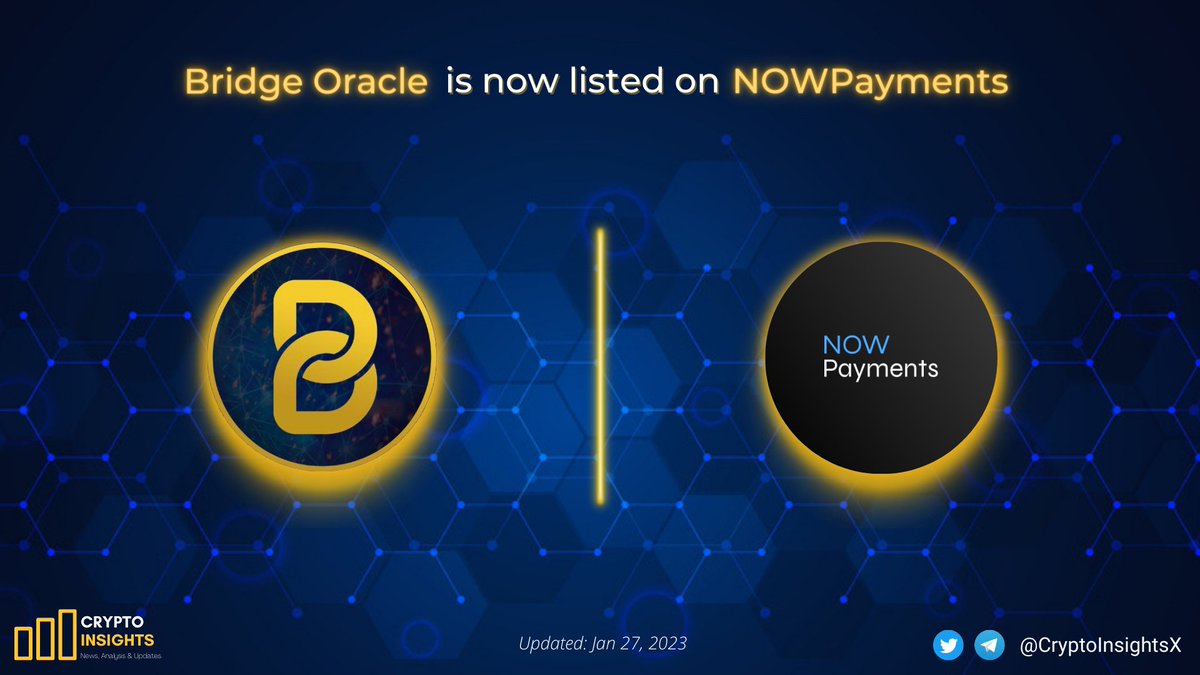 CryptoInsightsX's tweet photo. 📢 @bridge_oracle is now listed on @NOWPayments_io 

#NOWPayments has delivered an intuitive and flexible system for accepting cryptocurrency payments that’s supported by a solid selection of merchant tool.

#CryptoNews #Crypto #BRG https://t.co/6dafFbzwyu
