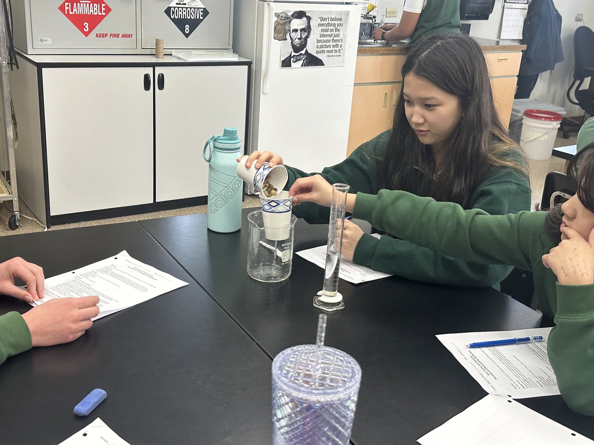 SMMeverett's tweet photo. 7th grade testing characteristics of different soil samples by measuring pore space and permeability. I don't know what this means but it sounds smart! https://t.co/2Pmtu6NG6K