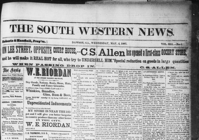 DigLibGA's tweet photo. We have exciting news for this historic-newspaper Friday! 2318 issues of newspapers from Dawson, Georgia, spanning 1883-1925, are now freely available via Chronicling America! . #DawsonGa #ChronAm #newspaper
Georgia titles on Chronicling America: https://t.co/qOxUOC661J https://t.co/Z41WnyL4rK