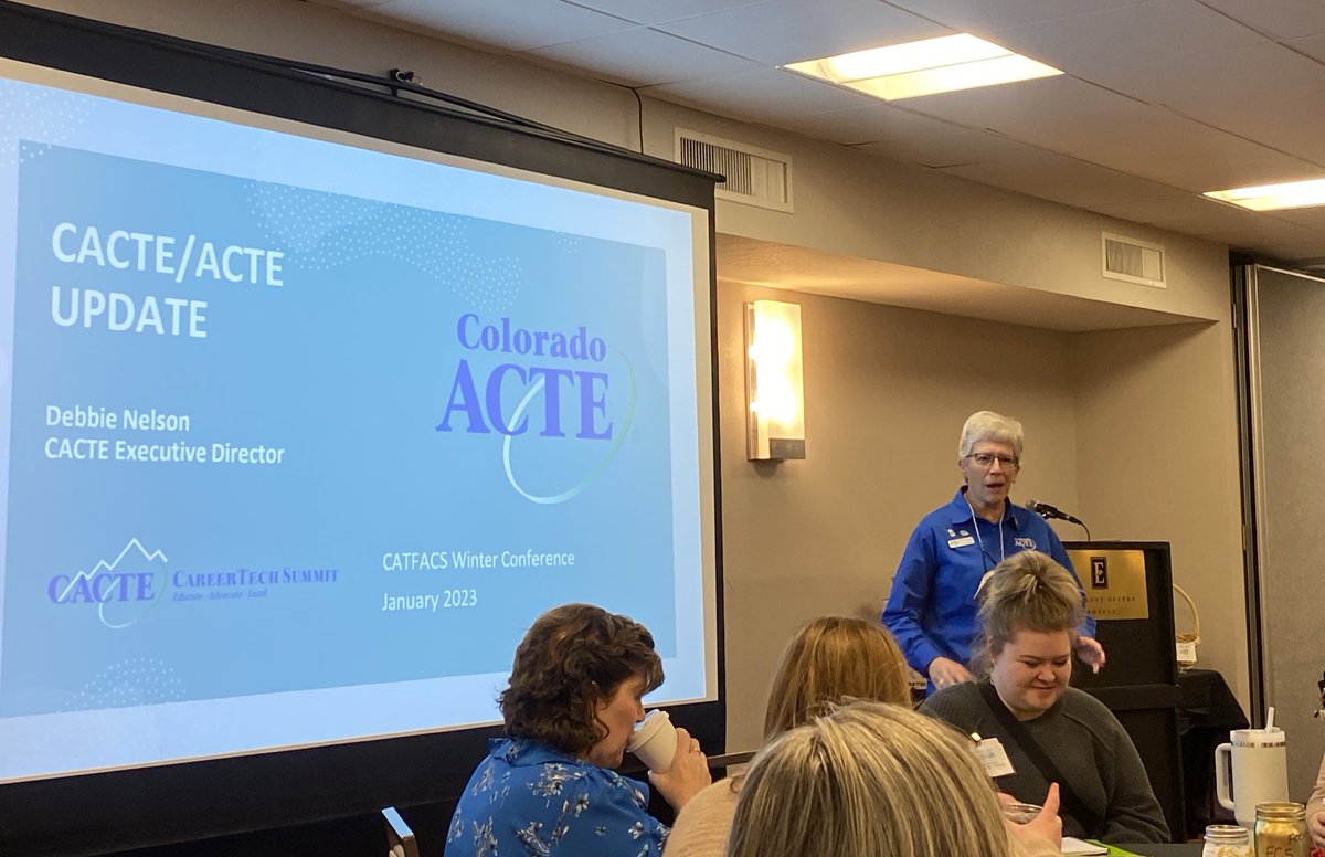 Did you know the <a href="/ColoradoACTE/">CACTE</a> Executive Director is a <a href="/CSSD11/">Colorado Springs Schooll District 11</a> grad?! Debbie Nelson is a Wasson High School alumni and retired Family &amp; Consumer Sciences teacher.  We are always happy to welcome her back to Colorado Springs.  Thanks for the update at CATFACS! <a href="/cte_cssd11/">District 11 CTE</a>