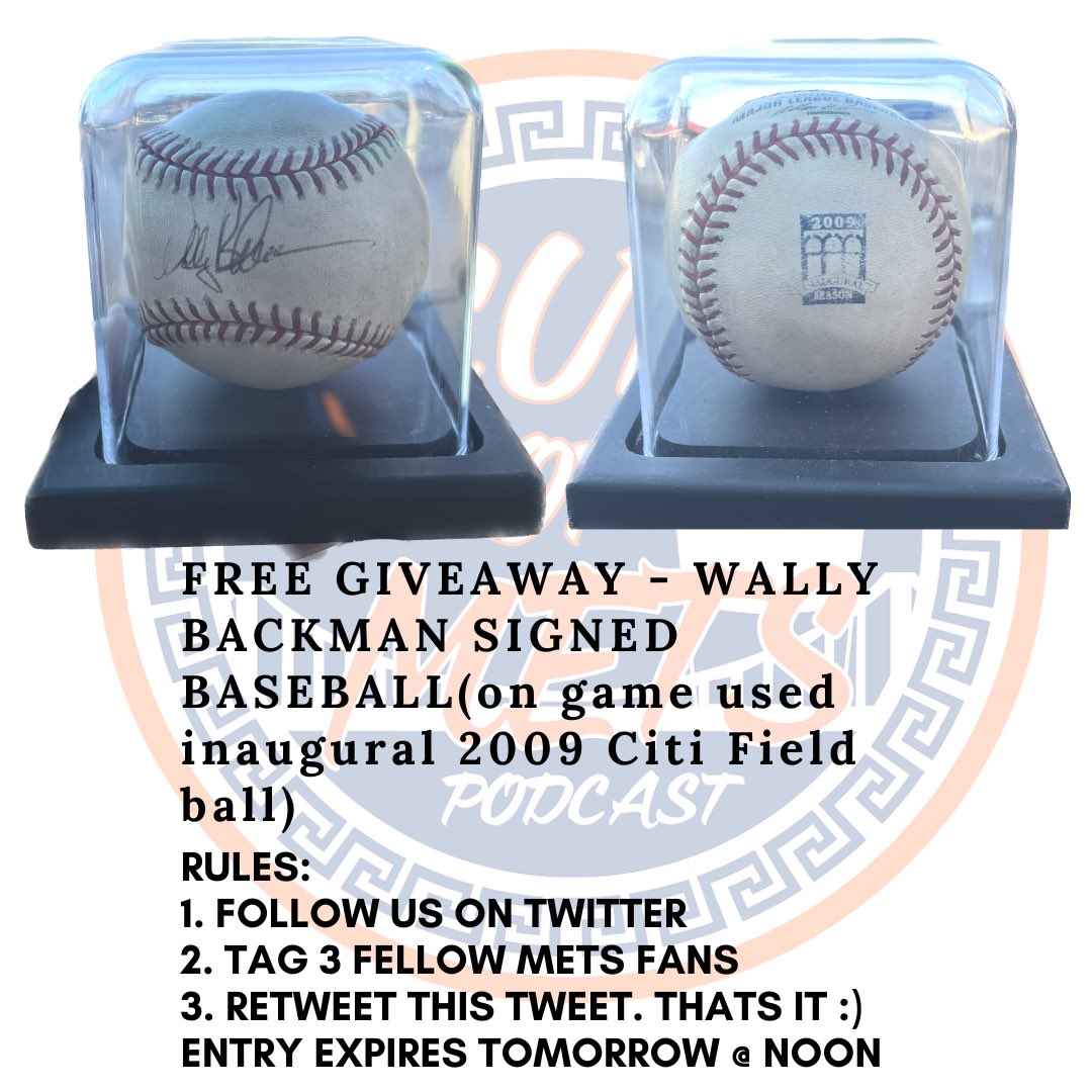 FREE #GIVEAWAY #Mets fans! Game used 2009 Citi Field Inaugural baseball signed by Wally Backman. Follow the rules of entry on the graphic below - entry expires tomorrow at noon. Winner to be drawn LIVE here on Twitter. Good Luck ☺️ #MetsTwitter #LGM #LFGM #Queens #MetsBaseball