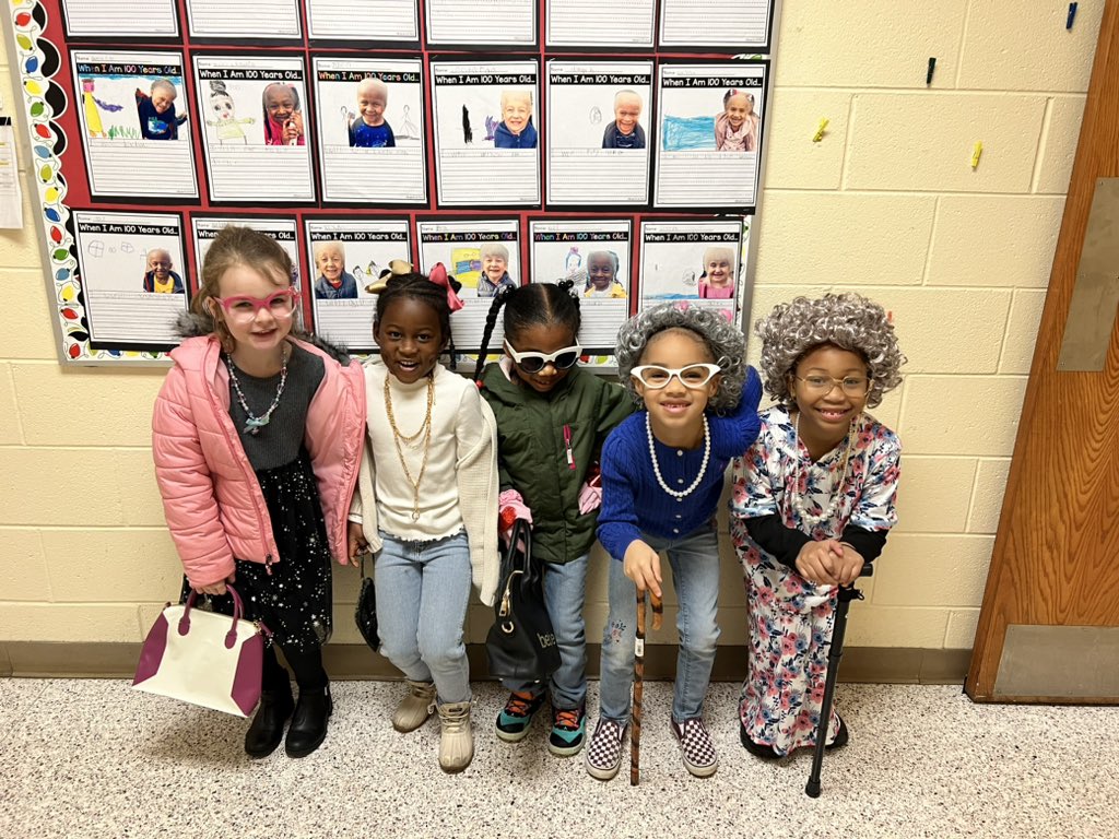 MelanieVarvi's tweet photo. There is something in the water here @EEMillerElem! These kiddos went to bed as Kindergarteners and woke up today 100 years old!!!celebrating 100 days of learning today! #100thdayofschool @cabrahamjohnson @sarahruddock4 @CumberlandCoSch https://t.co/1MCbkIpU9c