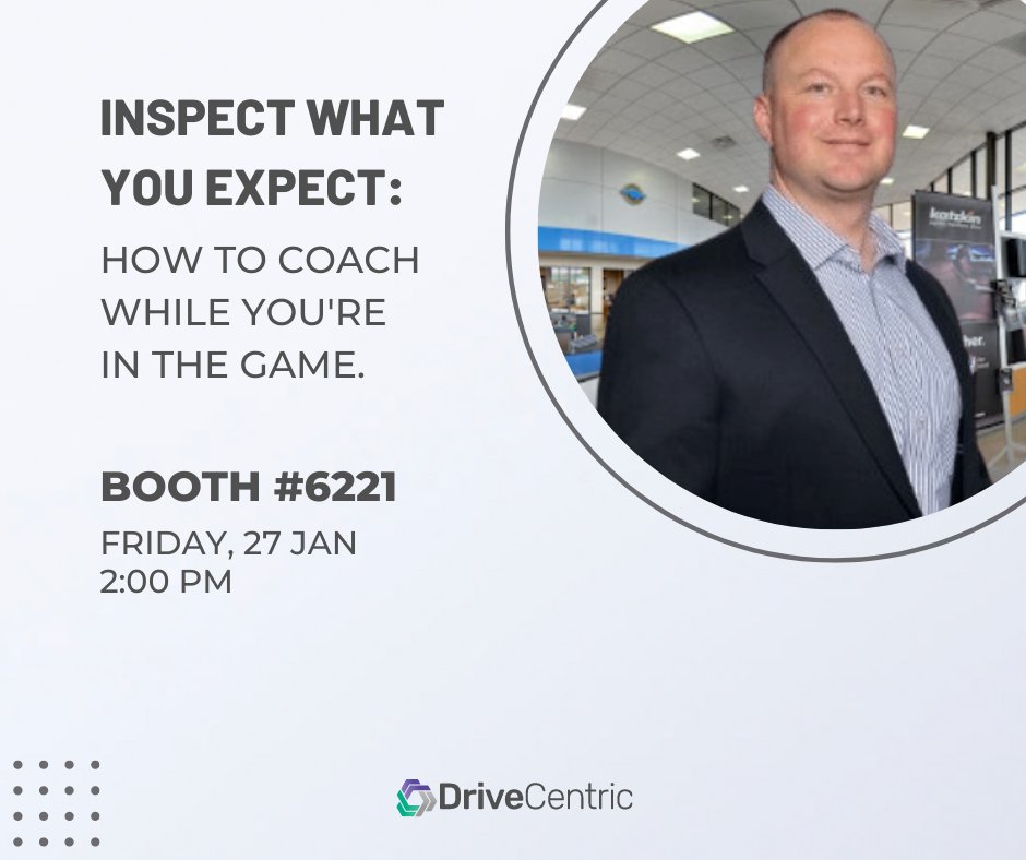 Join us at the #NADAshow TODAY, as Eric Hall, Internet Director for the #1 largest Chevy retailer in Texas, shares his game-changing strategies on coaching employees with the DriveCentric CRM. 

Stop by booth #6221 at 2 PM Friday 1/27/23 🥳

@NADAExpo