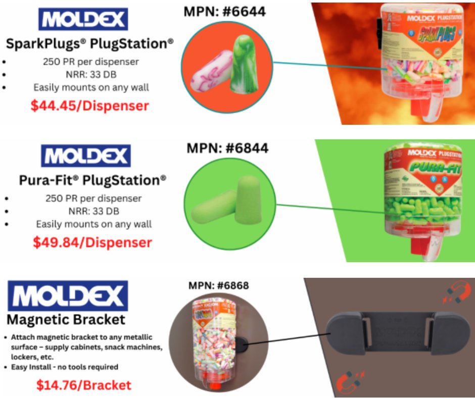 Choose #PLUGSTATIONS by <a href="/Moldex_Metric/">Moldex</a>🙌 Hang for #convenience, increase #compliance &amp; #SaveMoney w/ no wasteful grabs🤑

#SparkPlug: lnkd.in/gn2UhUjD
#PuraFit: lnkd.in/gtns2-mF

#HearingProtection #Earplugs #Dispenser #Economical #WorkerSafety #PPE #OlsenSafety