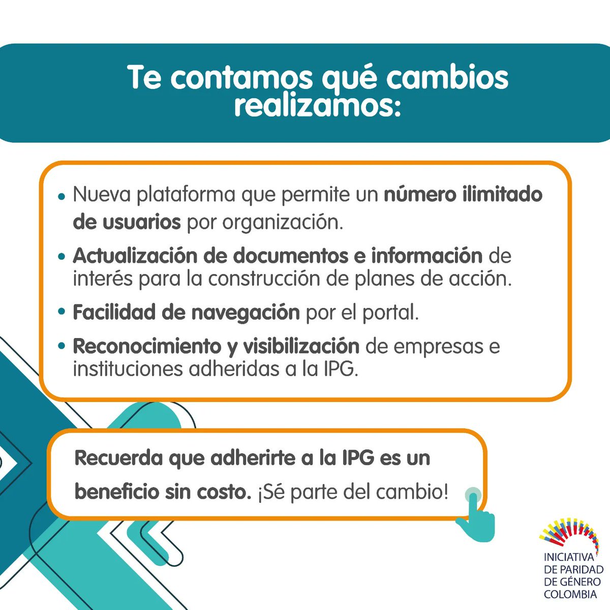 ¡Mejoramos para tí!

Invitamos a nuestras empresas adheridas a visitar Equirutas y disfrutar este beneficio.

#ipgcolombia #EmpresasconEquidaddeGenero