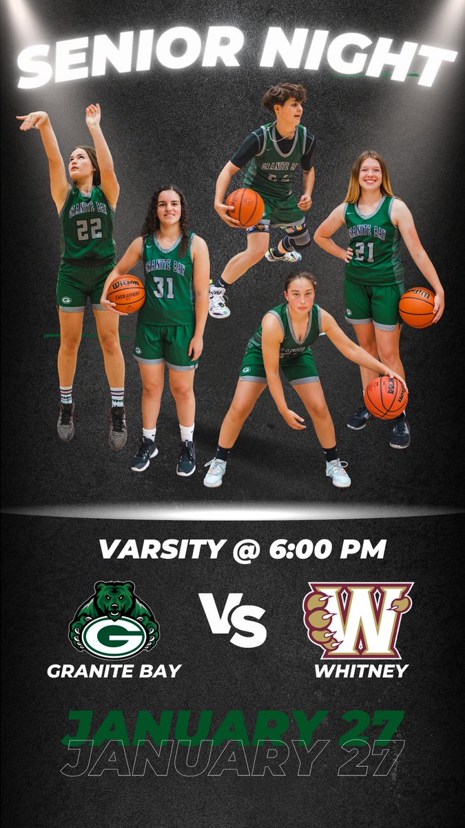 Senior Night tonight at 6 PM at GB! Come support our five awesome seniors!