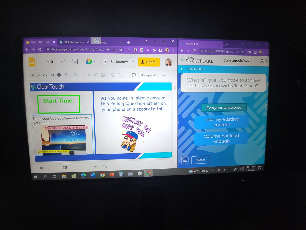 #FridayReflections & had 2do a mock/practice #Virtual! Brainstorming here how I can quickly connect with my #Virtual attendees so I know their needs. Solution is to use NUITEQ® Polls as they come in with ALL sessions.
#CTNextLevel #GetClearTouch