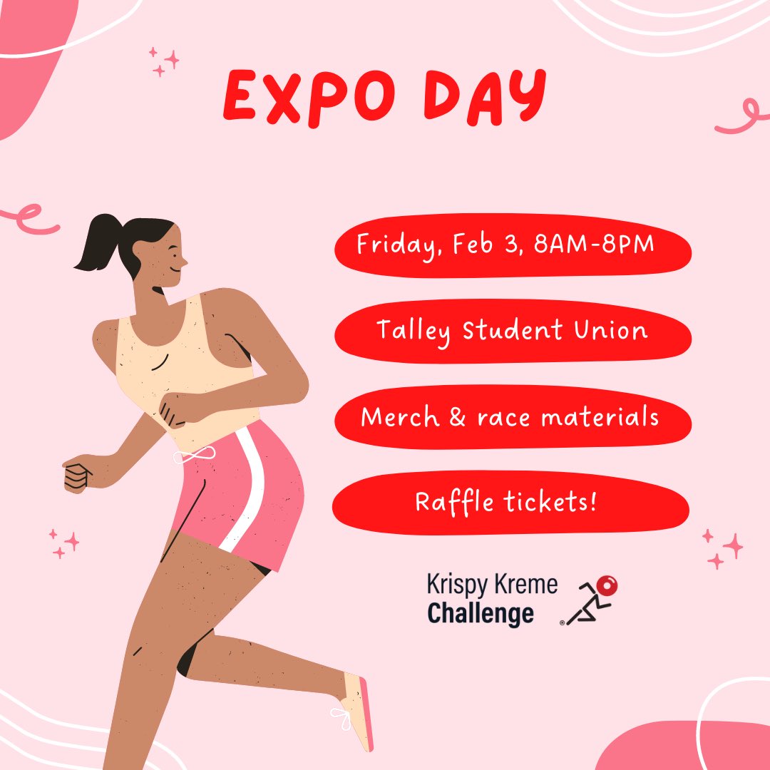 Expo day is one week from today!! Stop by Piedmont Ballroom in Talley Student Union between 8AM and 8PM to pick up your race materials, buy some cool merch and get raffle tickets! Let’s get ready to run 🏃‍♂️ #ncstate #krispykremechallenge #uncchildrenshospital #raleigh