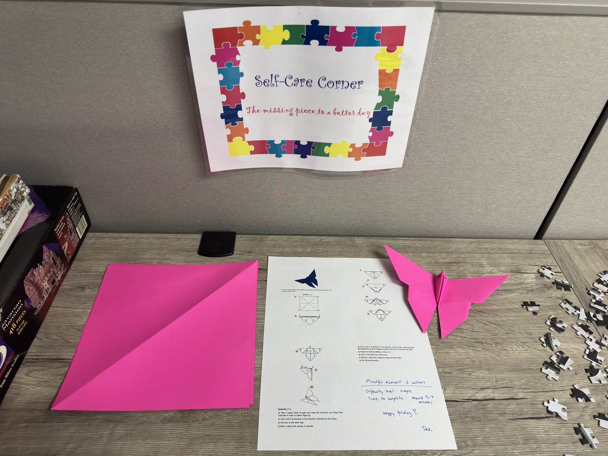 RexPaulinoMD's tweet photo. Self-care corner @UTGeripal #Wellbeing #puzzles #origami #geriatrics #hapc https://t.co/tEkT5fPVKt
