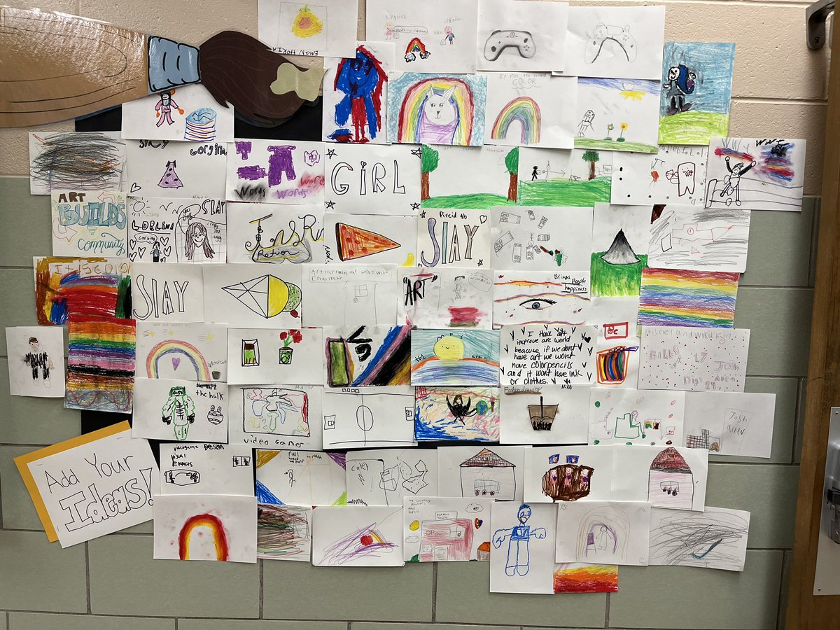 When <a href="/gcwaltdisney/">GC Walt Disney Elementary School</a> students have a half day, we make a display! Here are student responses to “How does art improve our world?” #gcpride #gccares