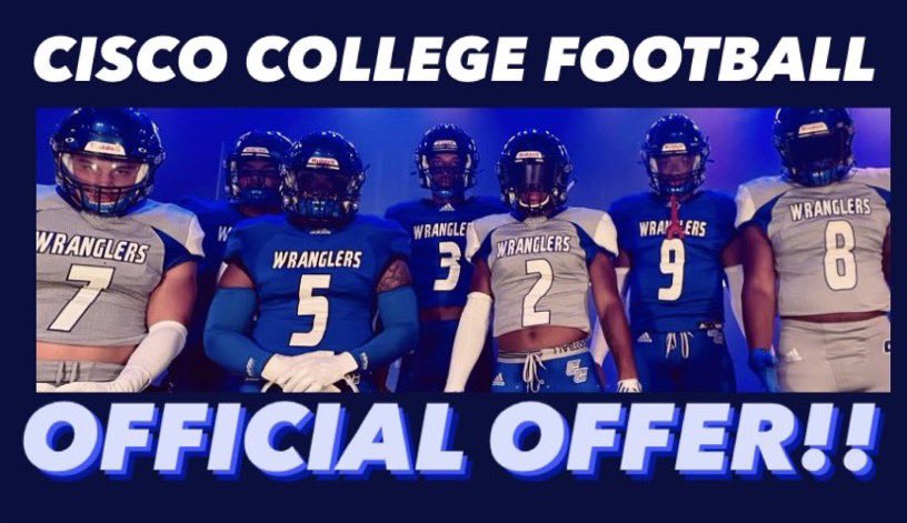 DarianHolmes0's tweet photo. After a great conversation with @CoachMat26_ blessed to announce,
I've received my fifth offer from @CiscoWranglerFB 🔵⚪️ https://t.co/XlDZTtiRXK