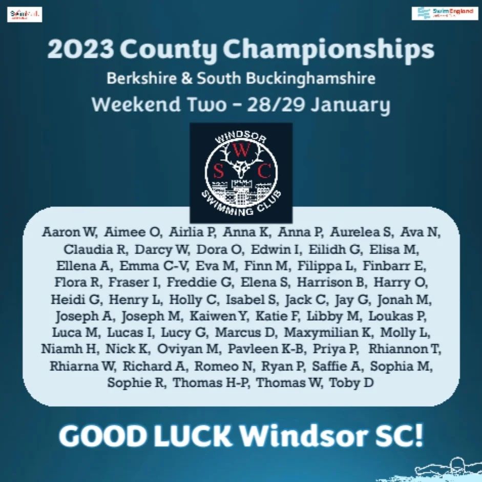 Good luck to all our swimmers competing this second weekend of Counties! Go #TeamWindsor!

bsb_asa_county 
#countychampionships #counties23 #competitiveswimming #wsc #windsorswimmingclub