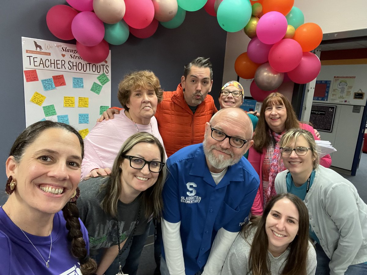 National Fun At Work Day! Photo Booth fun! ⁦<a href="/DDvizcaino/">D. Vizcaino</a>⁩ #slaughterstrong2223 ⁦<a href="/SlaughterES/">Slaughter Elementary</a>⁩