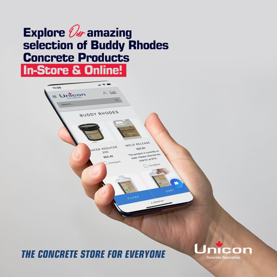 UniconConcrete's tweet photo. Buddy Rhodes Concrete Products is the brand you want to use to ensure a successful project!

We currently have a large selection of Buddy Rhodes Concrete products in stock. Visit us in-store or visit the link below to shop online.

https://t.co/V7GGXj6Bda https://t.co/eGfH03p7PG