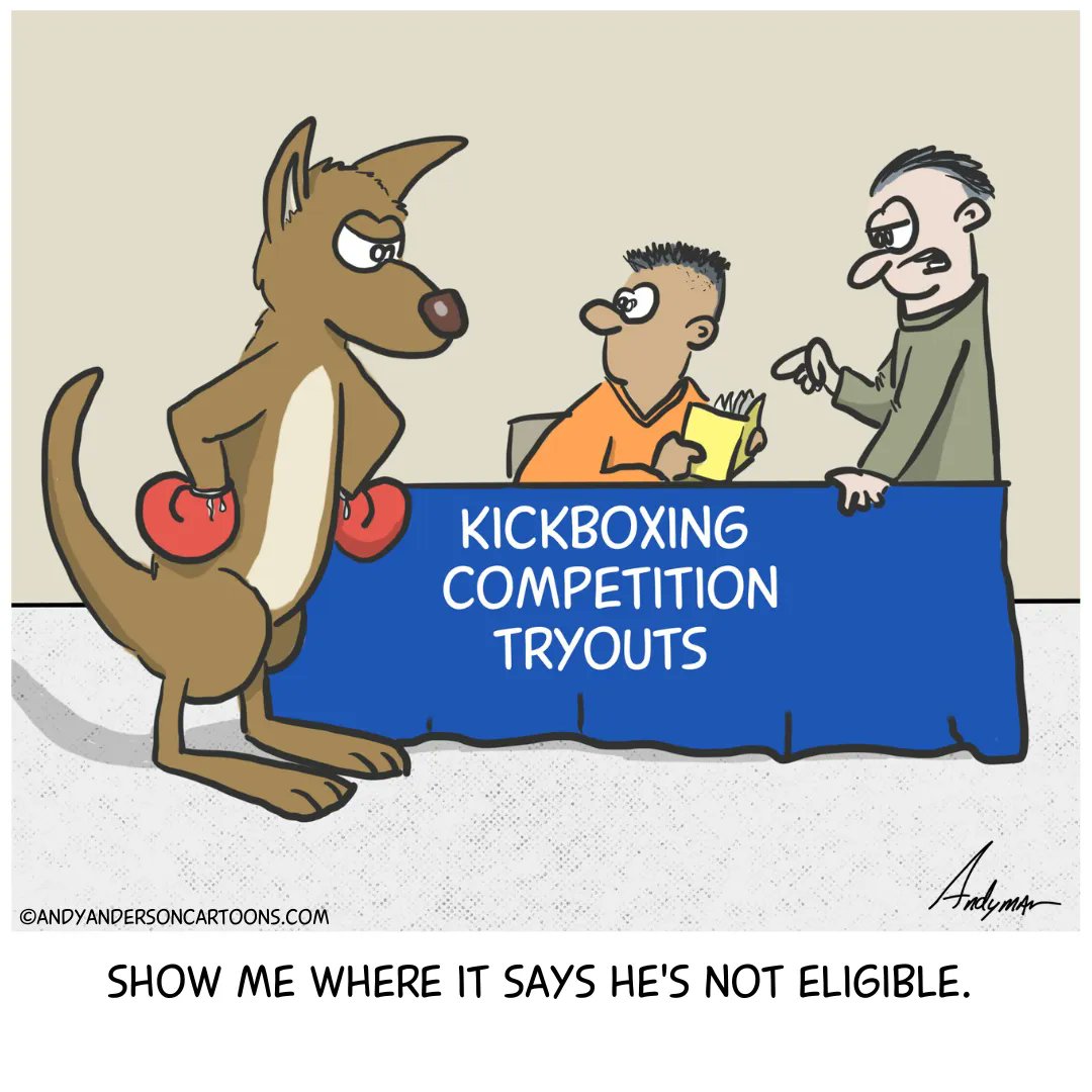 heyAndyman's tweet photo. Kicked out.

#Cartoons #Comics #Humor #jokes #webcomic #webtoon #funny #kickboxing #kickbox #kangaroo https://t.co/2h0gaEXZ67