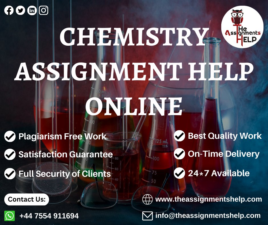 tasignmentshelp's tweet image. Be confident! Because you choose our Chemistry Assignment Help Services
Order Your Task Now.
#chemistry #chemistryassignment #chemistryassignmenthelp #chemistryhomeworkhelp #organicchemistryassignmenthelp #chemicalengineeringassignmenthelp #assignmenthelp #theassignmentshelp