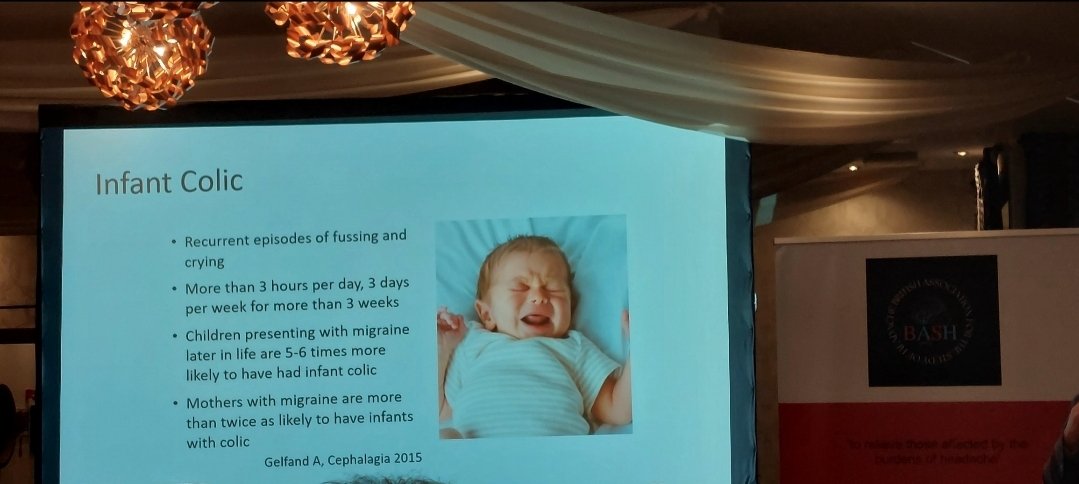 Infantile colic- how is it related to migraine? 
Interesting to hear about migraine variants/associations eg   torticollis, travel sickness