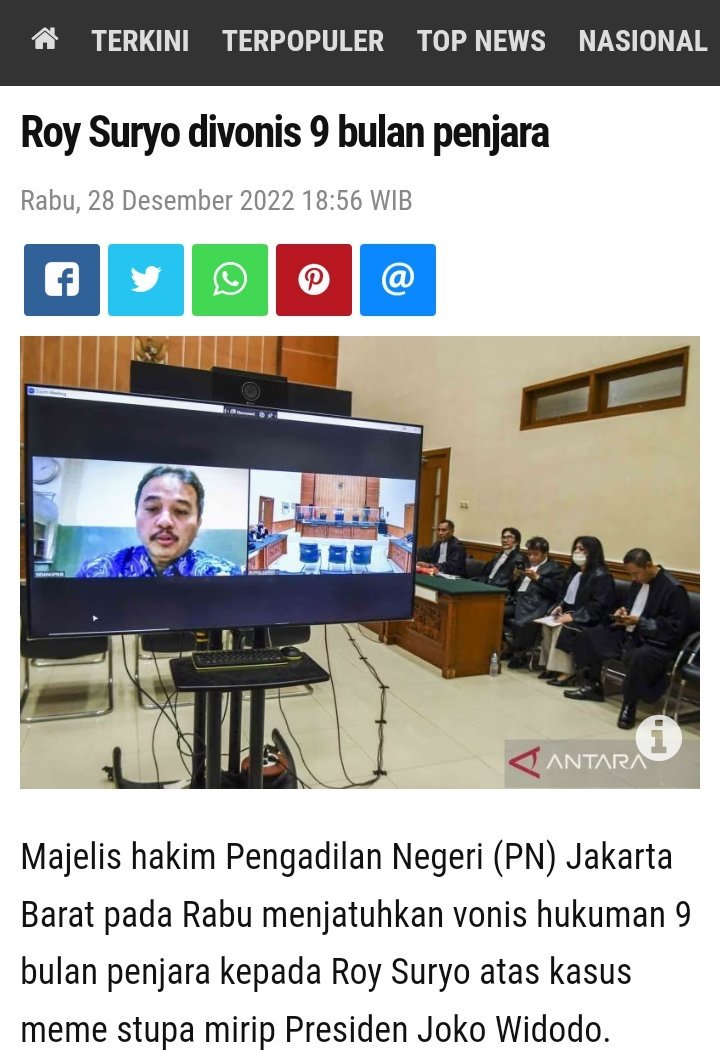 Roy Suryo di vonis 9 bln penjara, 
Tuan besar <a href="/ruhutsitompul/">Ruhut Sitompul</a> apa kabar yaa? Udah lama g jalan-jalan ke PMJ 🤔, Atur waktu ah, jadi kangen gue.. Cek-cek aja, kali aja suratnya lagi tercecer. ntar saya di tuduh udah masuk angin lagi 🥱