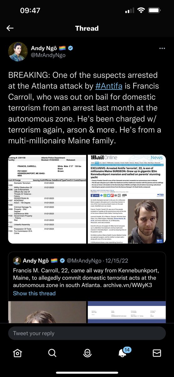 akuscg's tweet photo. Really great #Question …how does a person charged with #Terrorism get out on bail? Yet, the J6 Defendants are still being held without bail and uncharged…UN prosecuted over a year later… #LegalRights #RightToTrial #PresumedInnocent https://t.co/YerNmK4aHI