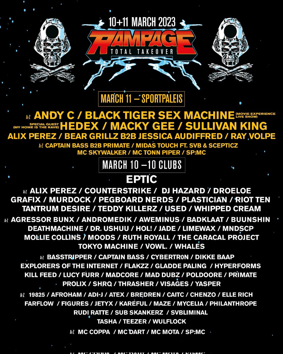 dj_deathmachine's tweet photo. I'm playing at Rampage Total Takeover.... massive lineup over the 2 days https://t.co/FFTXNmNCkv