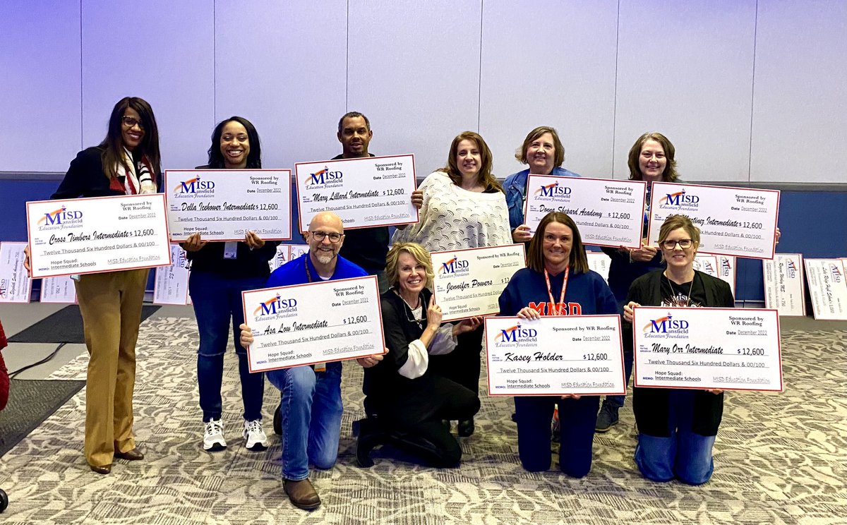 MISD Ed Foundation (@foundationmisd) on Twitter photo Thank you, WR Roofing, for sponsoring the HOPE SQUAD🛟 suicide prevention grant! With your support all MISD Intermediate, Middle, and High Schools have this life saving suicide prevention program. <a href="/HopeSquads/">Hope Squad</a> Thank you, WR Roofing, for sponsoring the HOPE SQUAD🛟 suicide prevention grant! With your support all MISD Intermediate, Middle, and High Schools have this life saving suicide prevention program. <a href="/HopeSquads/">Hope Squad</a>