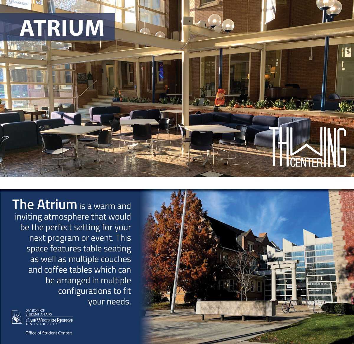 Student_Centers's tweet photo. Looking to host your next big event with Student Centers? Check out these fantastic venues in Thwing Center! We offer a variety of spaces and set ups to meet the needs of any event type you have in mind! #StudentCenters #ThwingCenter #eventvenue #venue https://t.co/Od62PHXEWF