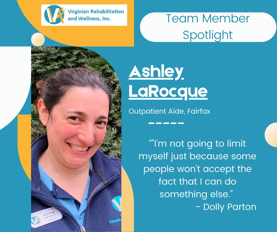 VAOPTherapy's tweet photo. Meet Ashley!  Ashley is our new outpatient rehab aide. She is enthusiastic, loves good music, and does a great job of keeping our Fairfax Outpatient Clinic running smoothly.  Check out her bio on our website. 
https://t.co/x7sWfTXCfb https://t.co/680GKKDXi3