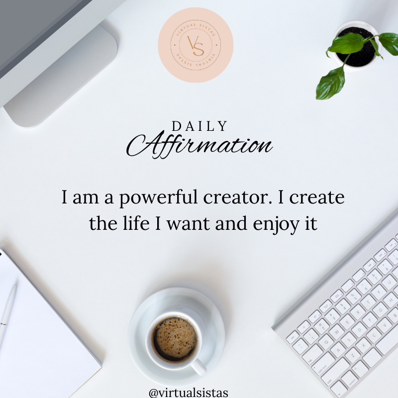 ✨Daily Affirmation✨
.
I am a powerful creator. I create the life I want and enjoy it
.
.
.
.
.
.
.
.
#virtualsistas #femininityblogger #virtualcommunity #classylady #blackwomanhood #femininecharm #melaninbeauty #blackfemininity #levelupjourney #virtualassistantcoach